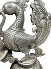50s Tinned Brass Metal Oil Lamp Bird South India Indian Vintage Antique