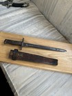Antique Rare 1895 Dated U s  Krag Rifle Bayonet And Leather And Brass Scabbard    