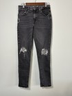 Levis 721 High Rise Skinny Black Distressed Jean Planets Embroidered Size 30