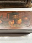 Vintage Wood Recipe Box With Lid Fruit Decor Kitchen Nostalgia 10x3x4