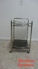 Vintage Mid Century Chrome Faux Bamboo T Tea Cart Bar Liquor Cabinet