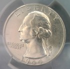 Graded Washington Silver Quarter 1944 D     90  Silver Us Coin - Pcgs Graded Ms66