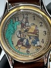 Vintage Retired Disney Lonesome Ghost Mickey Mouse Watch Brown Leather Band