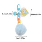 Fluffy Plush Ball Keychain Faux Fur Pompom Heart Bag Pendant Key Candy Colors 