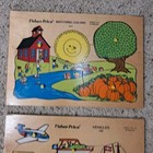 Set Of 5 Vtg  Wood Puzzles  3 Fisher Price  2 Unbranded Children s