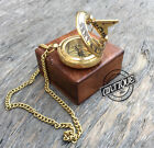 Vintage Collectible Marina Sundial Chain Compass And Wooden Box Sun Clocks