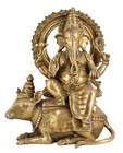 Whitewhale Lord Ganesh Ganesha Murti Sitting On Mushak Idol Handmade Statue 
