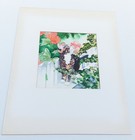 Darling Cat On Fence Original Watercolor Painting By D  Ostrander 8-7 8 X 9-1 4