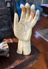 Vtg Carved Wood Human Hand Sculpture Fingers Palm Figurine 4 5 8  Tall Rustic