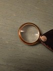 Vintage 1940 s Small Pocket Magnifier  Glass  Faux Tortoiseshell  Leathercase