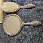 Vtg Int  Silver Co  Victorian Set Of 4 Vanity Set Mirror Brush Comb Powder Dish