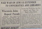 Vintage 1933 Nazi Germany Hitler War On Jewish Universities Newspaper