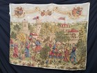 Vintage French Medieval Painted Tapestry Aubusson Style Tapestries Wall Hanging