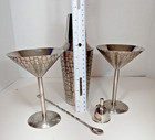 Vintage Mcm Aluminum Alligator Design Cocktail Martini Shaker   Glasses Stirrer
