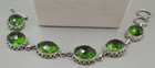 Vintage Sterling Silver Peridot Green Faceted Glass Necklace   Bracelet Set