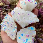 Natural Raw Rainbow Cluster Angel Aura  Titanium Geode Quartz Crystal Specimens