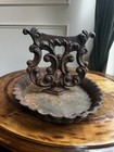 Antique Cast Iron Boot Scraper Victorian Ornate Doorstop Tray Rustic Garden Deco