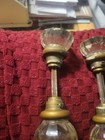 2 Vintage Glass Door Knobs   Handle With Brass Finish Base