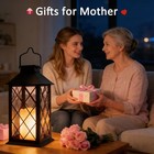 14  Solar Lantern Outdoor Waterproof  Flickering Flame  Glass  Black