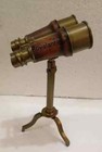 Nautical Antique Brass Binocular Telescope With Tripod Stand Home Decor