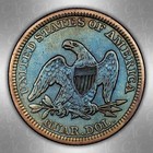 1849 Xf Detail  Cac   Full Date Seated Liberty Quarter   Blue Toning 