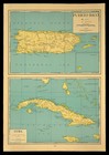 Vintage Cuba Map Of Puerto Rico Wall Art Decor Original San Juan Antique