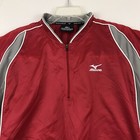Mizuno Baseball Pullover Warm Up Jacket Vented Size M Red Gray