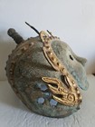 Vintage Antique  china Dynasty Bronze Gilt Ancient Warrior Helmet Hat Mask Cap