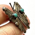 Vtg Turquoise Butterfly Pin Brooch 1  Sterling Signed Fm Bug Mexico