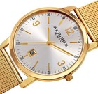 Akribos Xxiv Men s Ak858yg Round Silver Dial Three Hand Quartz  Bracelet Watch