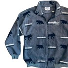 Arctic Image Women s Sz Xl Vtg Gray Fleece Jacket 90s Full Zip Moose Alaska Cozy