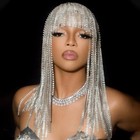 Rhinestone Punk Headpiece Long Tassel Hair Chain Hip Hop Hairband For Women