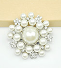 Silver Tone Brooch Rhinestone Faux Pearl Brooches Pin Woman Gift Boutonniere