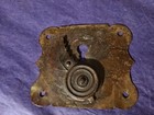 Antique Early Brass Trunk Lock  Chest Rare Vtg Hardware Leaf Cover Escutcheon 