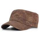 Waxed Canvas Military Cap Men Waterproof Cotton Cadet Army Hat Vintage Flat Top