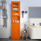 Cofar Metal 6 Tier Narrow Bathroom Cabinet With Glass Doors  adjustable Shelves