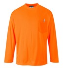 Portwest S579 Hi Vis Non Ansi Long Sleeve Crew Neck Work T-shirt With Pocket