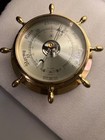 Bay Berk International  Brass Ship s Wheel Barometer - Beveled Glass- c44