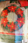 Bucilla Felt Wreath Kit  Jeweled  Poinsettia Wreath Kit 86837  Sealed Free  Ship