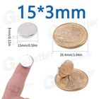 25pcs N35 15mm 3mm Super Strong Round Disc Magnets Rare Earth Neodymium Magnet