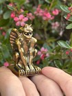 Brass Gargoyle Figurine With Horns And Wings     Miniature Gothic Guardian Statue