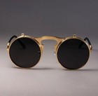 Vintage Steampunk Flip Sunglasses Retro Round Metal Sun Glasses For Men Women