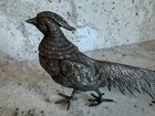 Vtg Brass   Bronze Auspicious Peahen Peacock Peafowl Bird Statue Sculpture 12 