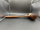 Wooden Judge Gavel Brass Tone Band 10    Ceremonial Auction Law Court Decor