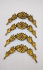 4 Antique French Ormolu Brass Plated Furniture Pediment mount Decor Oak Leave