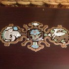 Vtg Large Chinese Asian Wood Jewelry Chest W  Brass Inlay Floral Fish Deer 