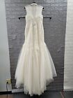 New David s Bridal Melissa Sweet Cap Sleeve Lace Wedding Dress Gown Ivory Sz 10