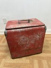 Vintage Coca Cola Cooler W Lid   Pullout Insert Tray Red Metal Soda Box Chest