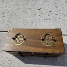 Vintage Coaster Set 12 Coasters   Holder  Wood  Brass Goodwood Barware Japan