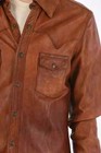 Men s Brown Leather Shirt - Genuine Leather Sheepskin Shirt Biker Vintage Shirt